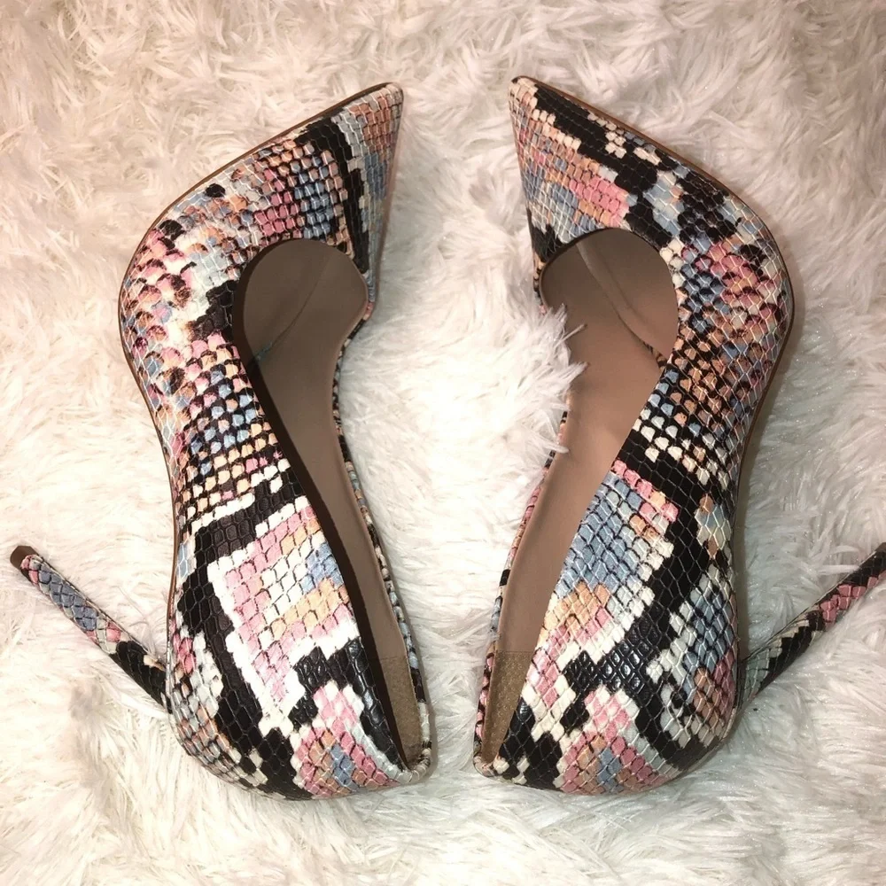 Steve Madden Pink and Black Snake Print Heels - Picture 16 of 16